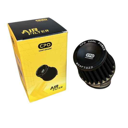 CPO gebogen luchtfilter zwart - keuze uit 35mm, 45mm en 48mm aansluiting