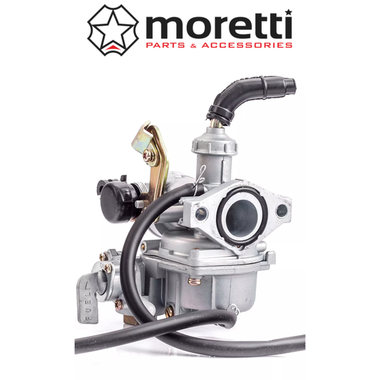 Moretti PZ20 carburateur met kabelchoke en benzinekraan