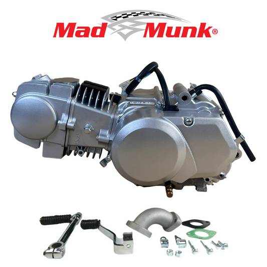 Madmunk 125cc motorblok zilver - Manueel - 4 Versnellingen kickstart. Dax, monkey, Pitbike,..