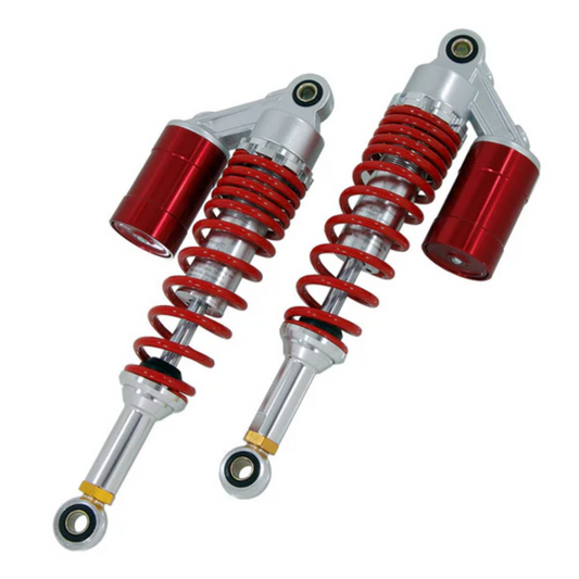 Schokbrekers / achterveren 330mm rood & zilver - instelbaar