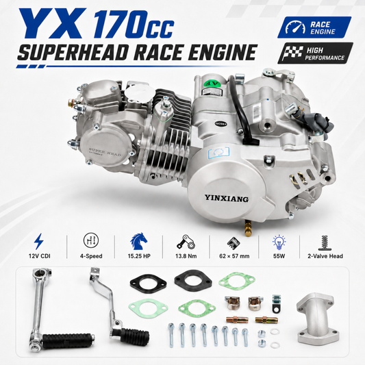 Compleet YX 170cc superhead Motorblok 12V CDI – inlusief toebehoren