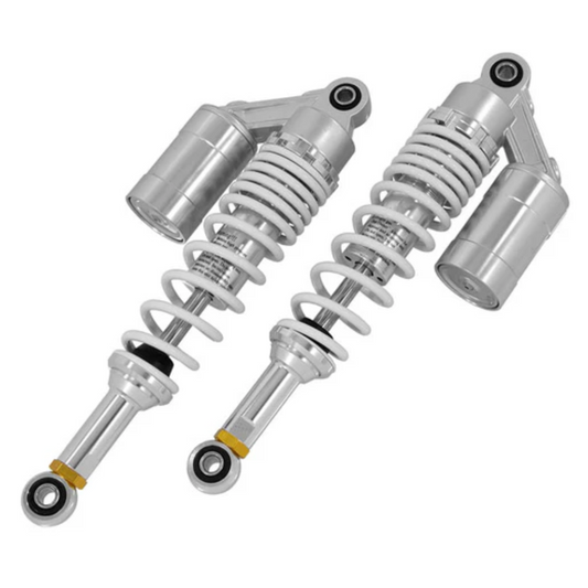 Schokbrekers / achterveren 330mm wit & zilver- instelbaar