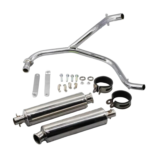 Dubbel onderliggende uitlaat – heavy duty zilver voor Dax