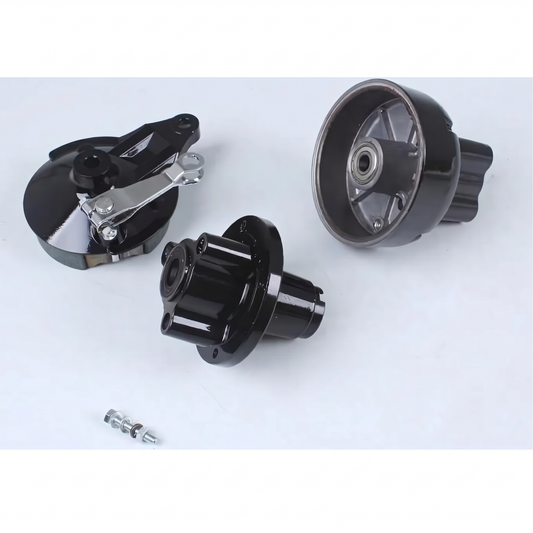 Monkey naaf set voor viergaats velg zwart met Dax remtrommel 12mm as