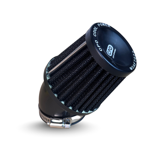 CPO gebogen luchtfilter zwart - keuze uit 35mm, 45mm en 48mm aansluiting