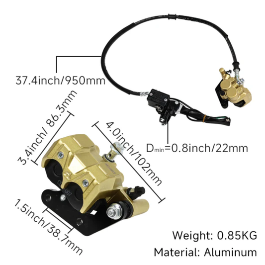 Standaard 2-zuiger remklauwset met remleiding en rempomp