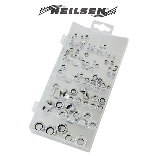 Neilsen 100-delige borgmoer set (nyloc moeren) – M4 t/m M12