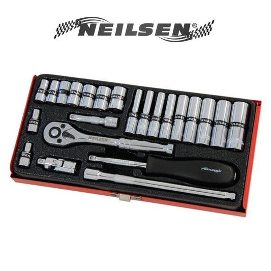 Neilsen - 24-delige dopsleutelset – 1/4" aandrijving Chrome Vanadium