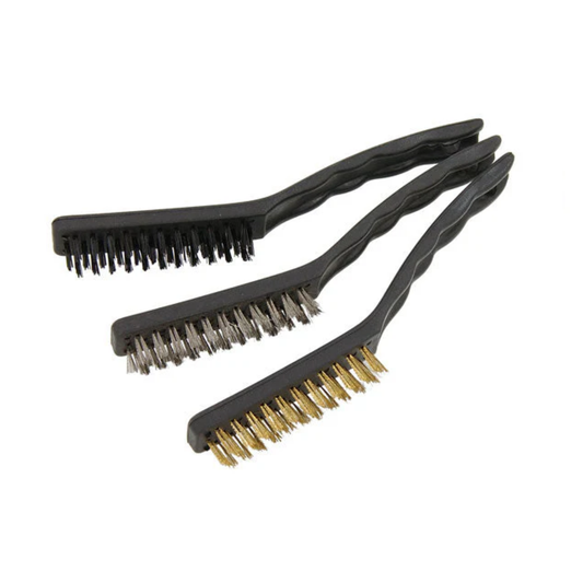 3-delige handborstel set – nylon, messing en staal