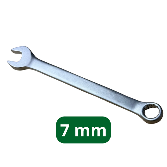 Combinatiesleutel van 7 mm met een open en ringsleutel zijde