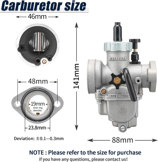 Carburateur Nibbi PE 19 mm Version de course à la bride