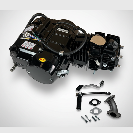 125cc motorblok zwart - Manueel - 4 Versnellingen kickstart.