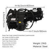 125cc motorblok zwart - Manueel - 4 Versnellingen kickstart.