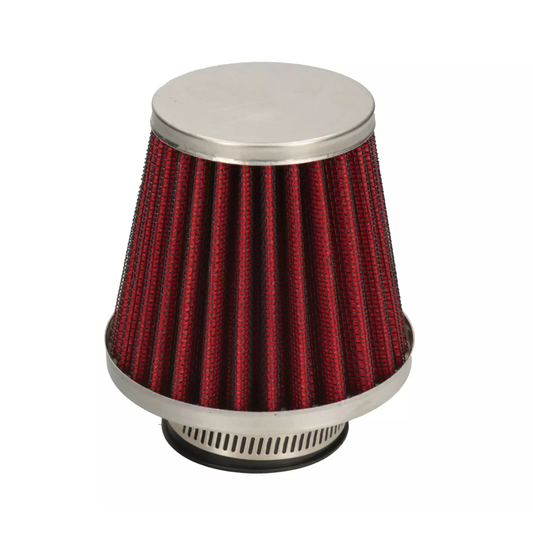 Conische luchtfilter rood met chrome keuze uit 35mm of 42mm