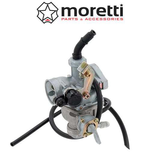 Moretti PZ20 carburateur met kabelchoke en benzinekraan