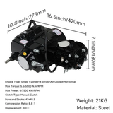 90cc Motorblok zwart - Manueel - 4 Versnellingen kick start. Dax,. (88cc)