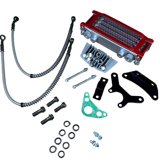 Complete oliekoeler set 4 lagen rood voor Dax, Monkey, PBR