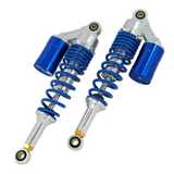 Schokbrekers / achterveren 330mm blauw & chrome - instelbaar