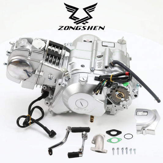 Zongshen 125cc motorblok – elektrisch + kickstart (zilver)