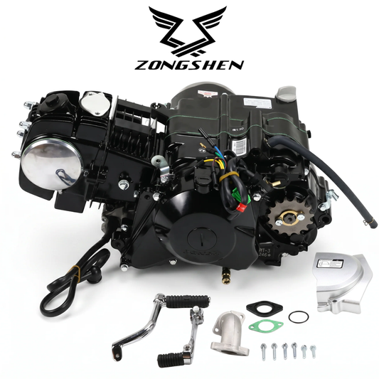 Zongshen 125cc motorblok – elektrisch + kickstart (zwart) - Dax, Monkey, Pitbike