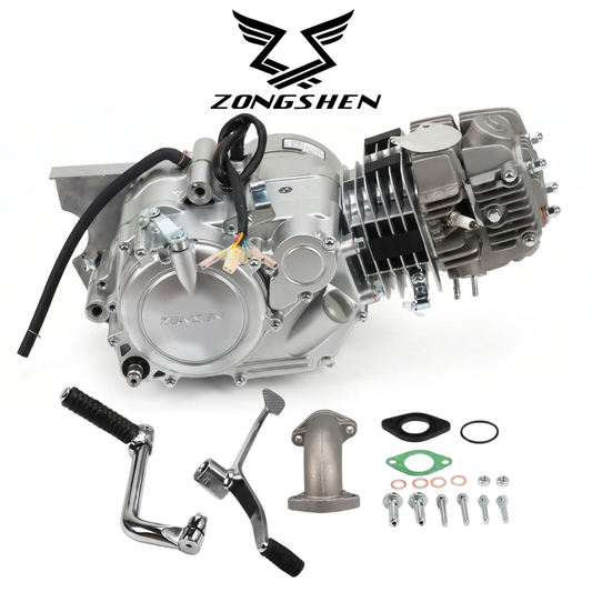 Zongshen 125cc motorblok – zilver (kickstart) - Dax, Pitbike, Monkey...