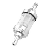 Benzinefilter zilver en doorzichtig CNC voor 5 & 6mm benzinedarm