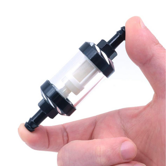 Benzinefilter zwart en doorzichtig CNC voor 5 & 6mm benzinedarm
