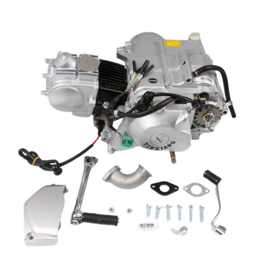 YX 50cc Motorblock Silber mit Elektrostart - Handbuch - 4 Zahnräder.