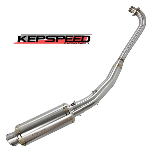 KepSpeed ​​Auspuff GP1 kurzer Edelstahl mit Goldfinish mit Lambda -Sonde kurzer Edelstahl darunter