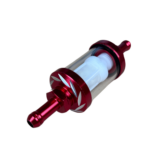 Benzinefilter rood en doorzichtig CNC voor 6mm benzinedarm
