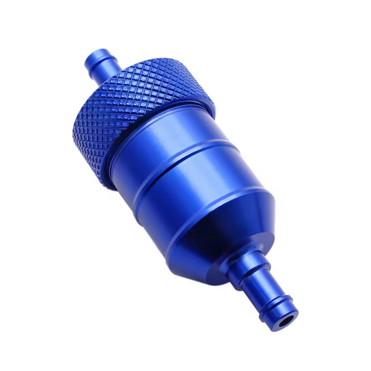 Benzinefilter blauw kleurig aluminium voor 5mm & 6mm kabels