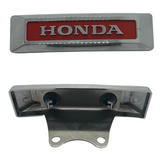 Honda Fork Emblem Chrom und rot mit Montagehalterung