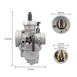 Nibbi PE24 carburateur met spigot-/rubberaansluiting - grijs