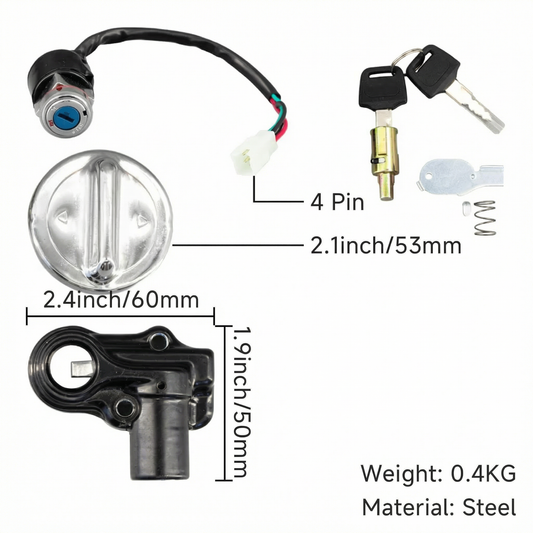 Complete contactslot - stuurslot en zadelslot set voor Dax 12 volt