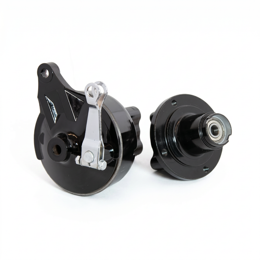 Monkey naaf set voor viergaats velg zwart met Dax remtrommel 12mm as