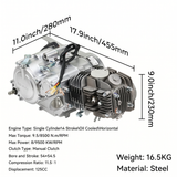 Zongshen 125cc motorblok – zilver (kickstart) - Dax, Pitbike, Monkey...