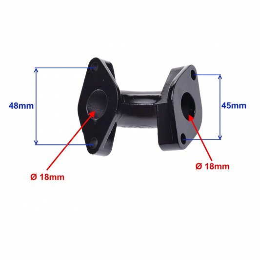 Spruitstuk / inlaatstuk 18mm zwart - Lifan, YX, Skyteam, Honda...