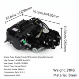 Motorblok 50cc 4-takt – 4 versnellingen – Elektrische start – Handkoppeling + kickstart – 12V