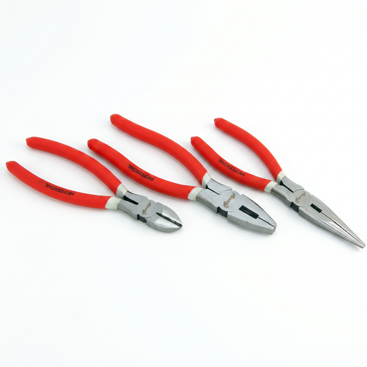 3-delige tangenset 200 mm – combinatie, punttang en zijkniptang