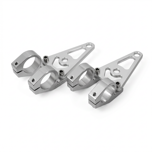 Lichtbeugels 26mm CNC zilver voor montage op alle 26mm voorvorken