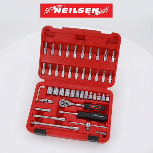Neilsen - 46-delige dopsleutel- en bitset – 1/4" chroom-vanadium